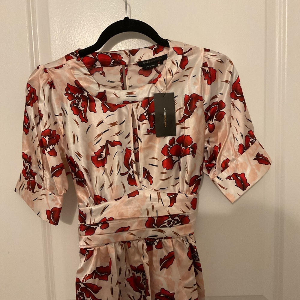 BCBGMaxAzria Red Tie Front Blouse